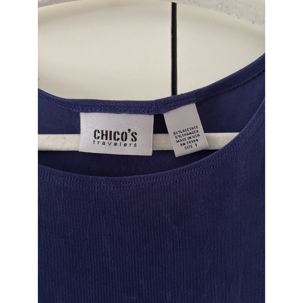 Chico's Travelers Navy Sleeveless Tank Top Size 1 - Picture 3 of 6